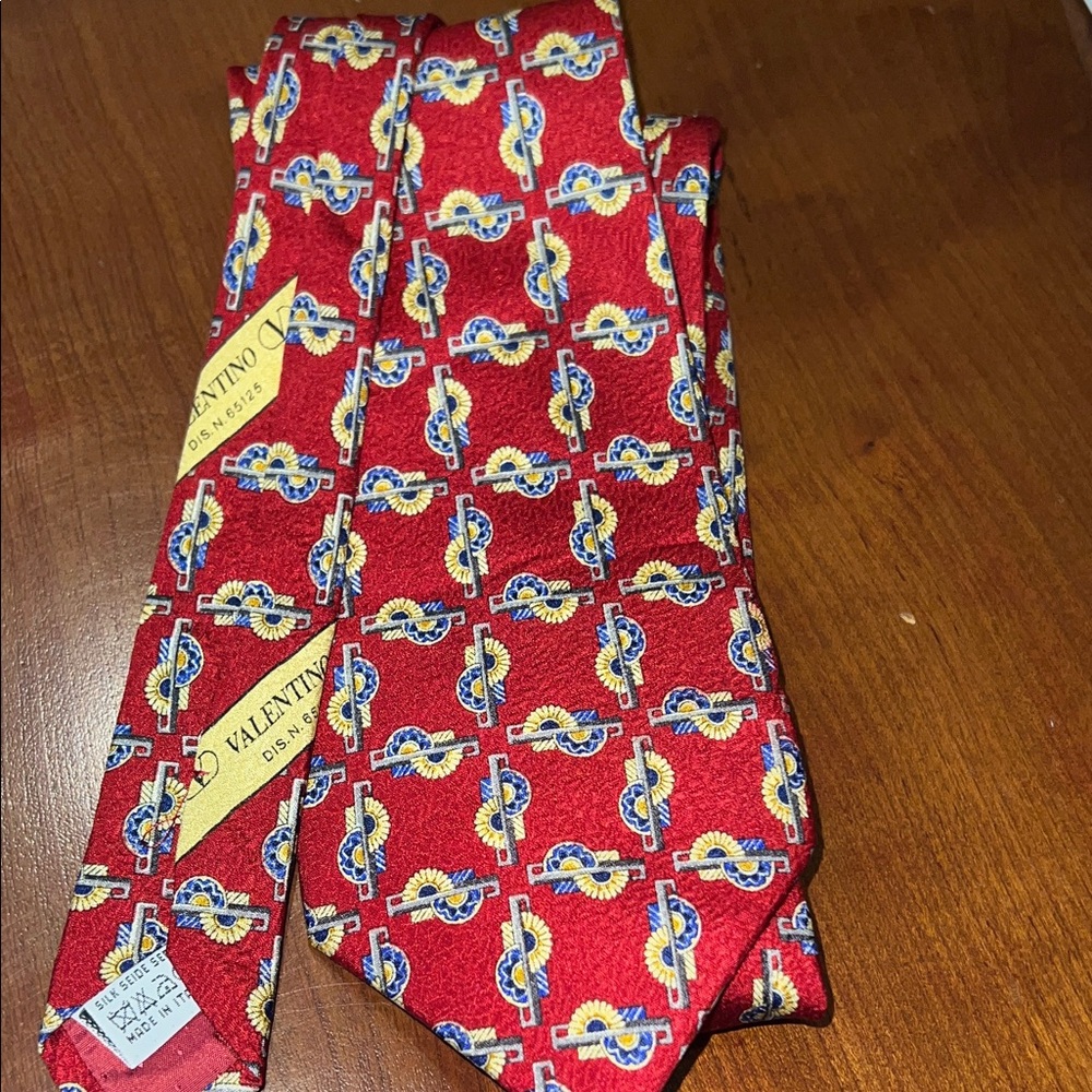 Valentino Red and Blue Geometric Men's Tie